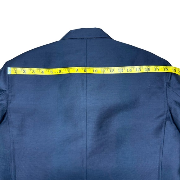 Hugo Boss Blazer Mens 44R Navy Blue Plaid Wool Sport Coat Jacket - Picture 15 of 16
